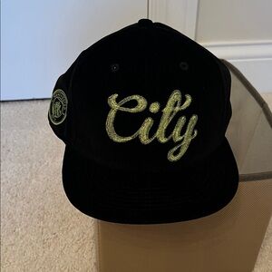 Official Manchester City Back Cap with Gold Manchester City Embroidery